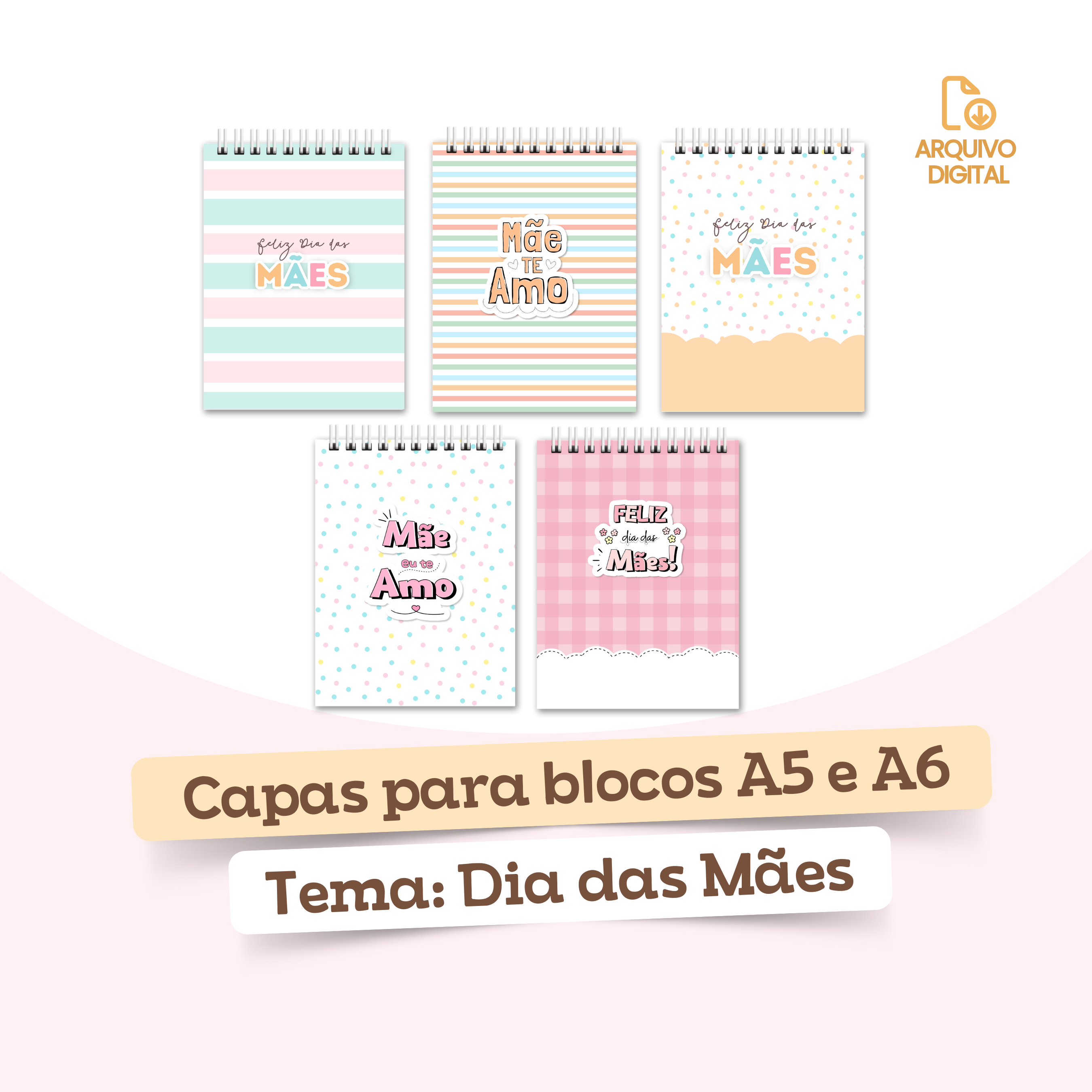 Capas para bloquinhos - Dia das Mães