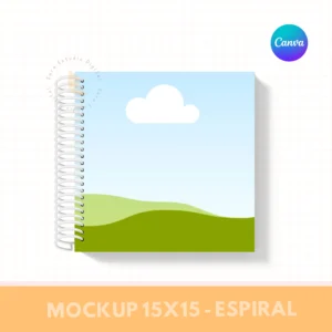 MOCKUP PARA ENCADERNAÇÃO COM ESPIRAL - QUADRADO 15x15