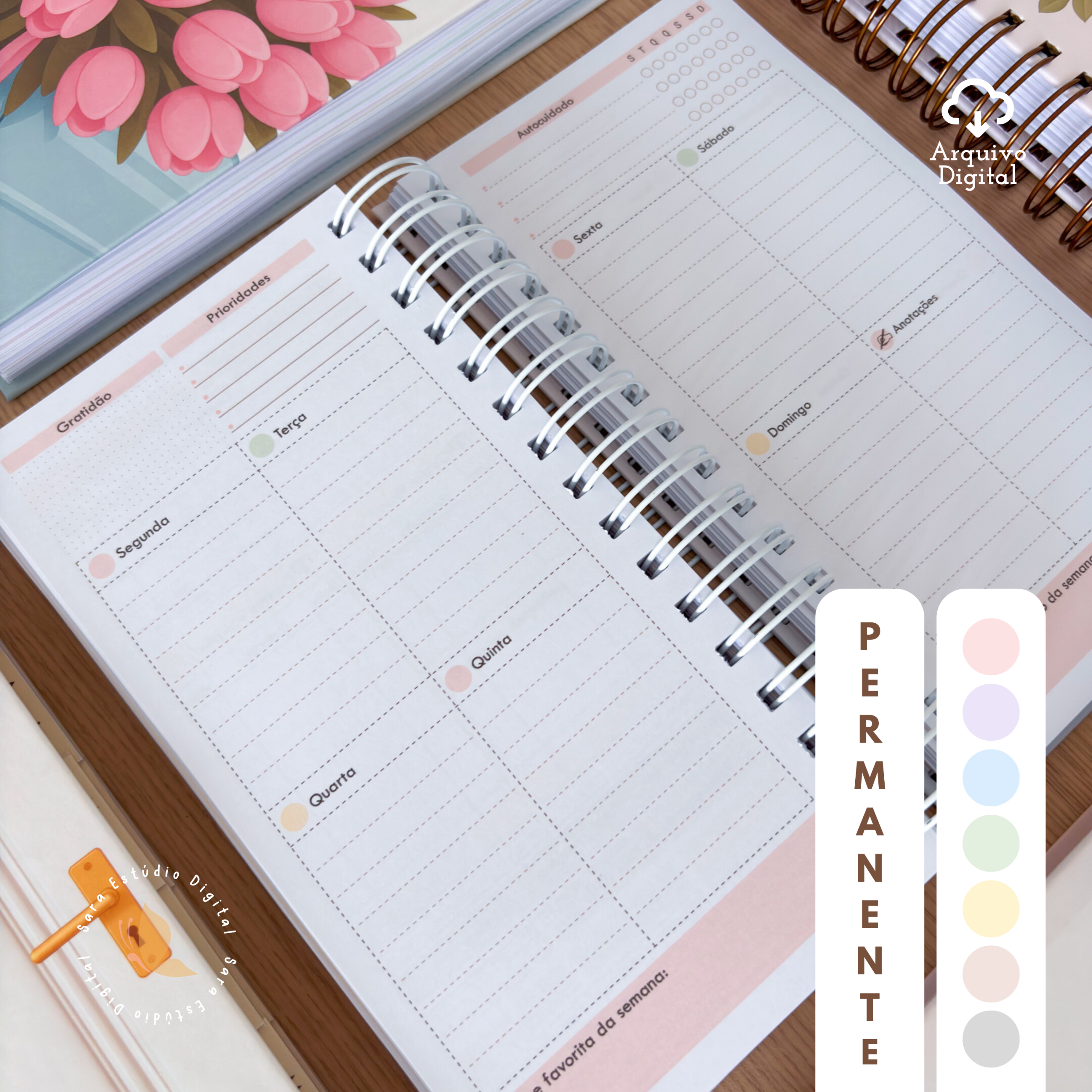 PLANNER SLIM NÃO DATADO - VERTICAL EM 8 CORES