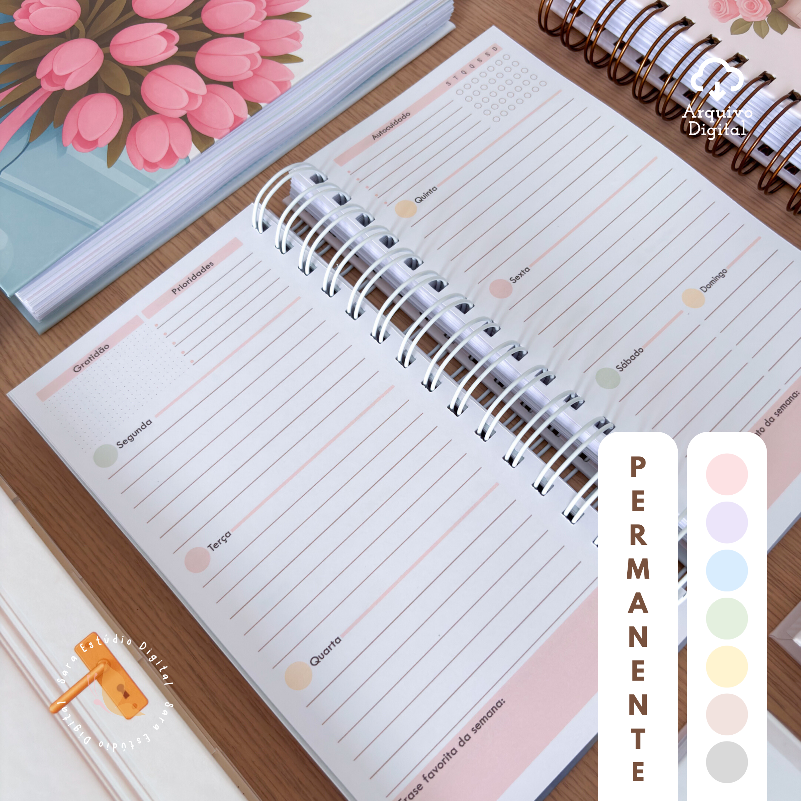 PLANNER SLIM NÃO DATADO - HORIZONTAL EM 8 CORES