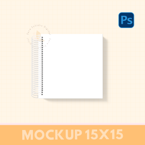 MOCKUP PARA ENCADERNAÇÃO COM ESPIRAL - QUADRADO 15X15 - PHOTOSHOP