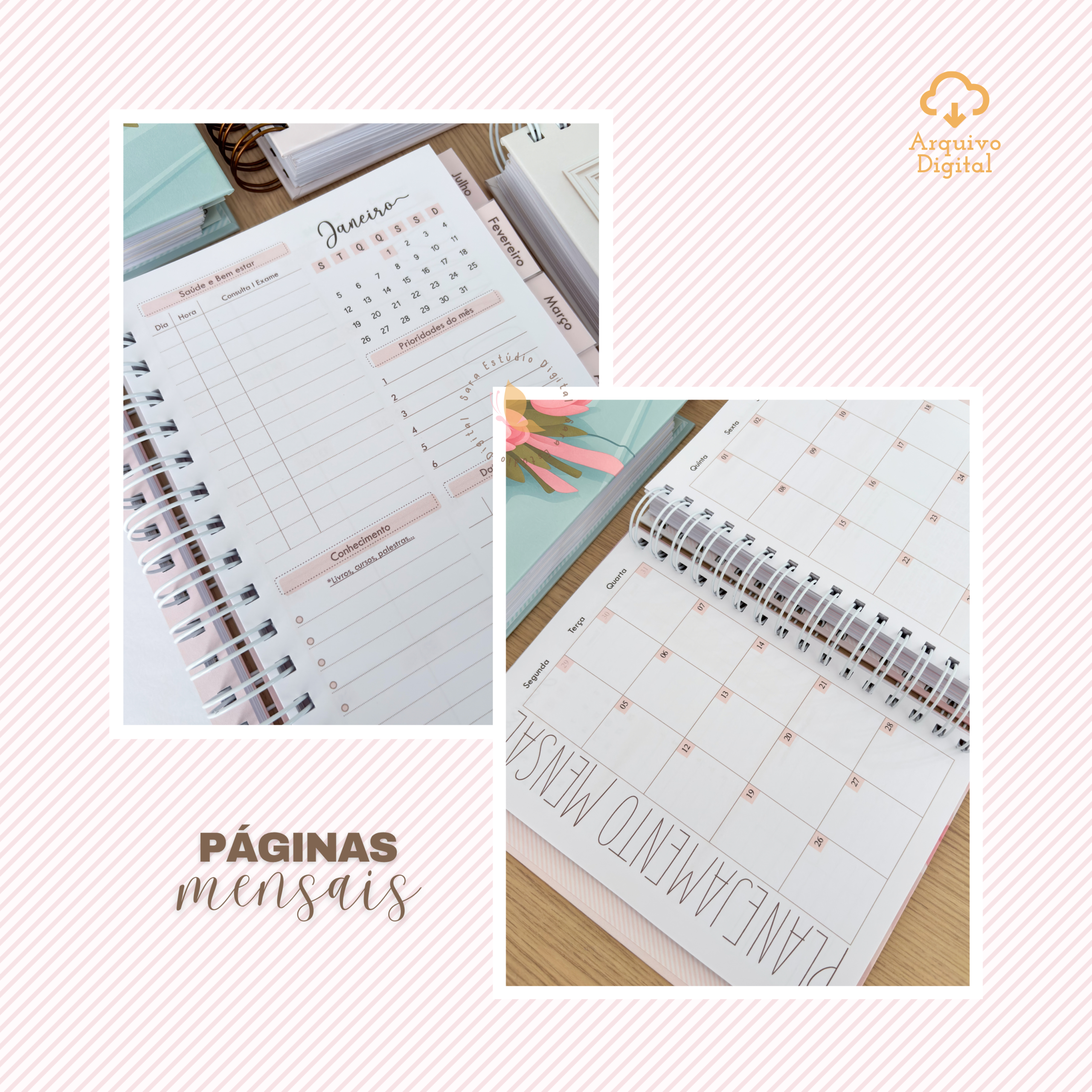 PLANNER A5 2026 - VERTICAL COM PAUTA EM 8 CORES - Imagem 13