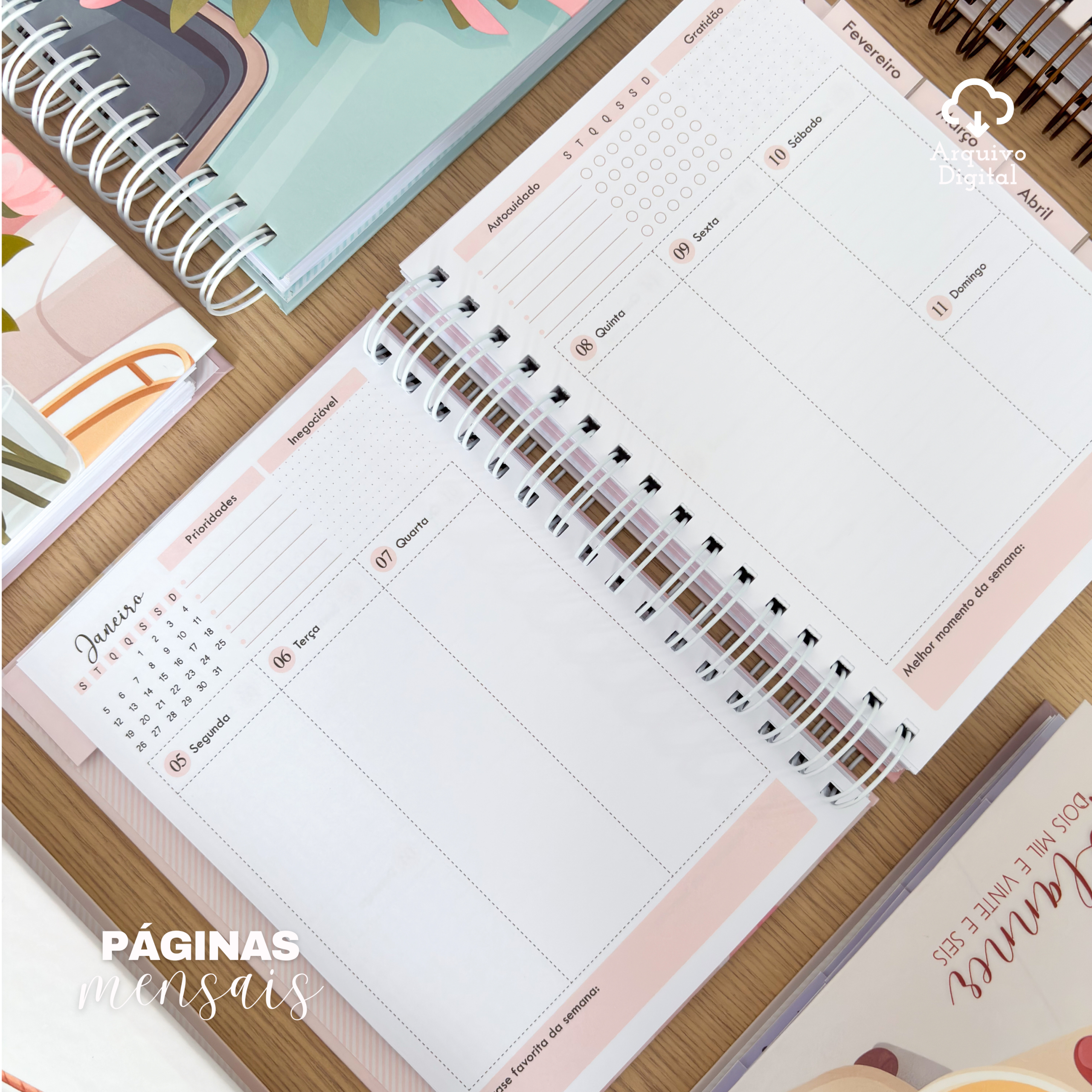 PLANNER A5 2026 - VERTICAL SEM PAUTA EM 8 CORES - Imagem 15