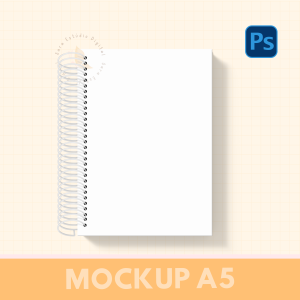 MOCKUP PARA ENCADERNAÇÃO COM ESPIRAL - A5 (3 em 1) - PHOTOSHOP