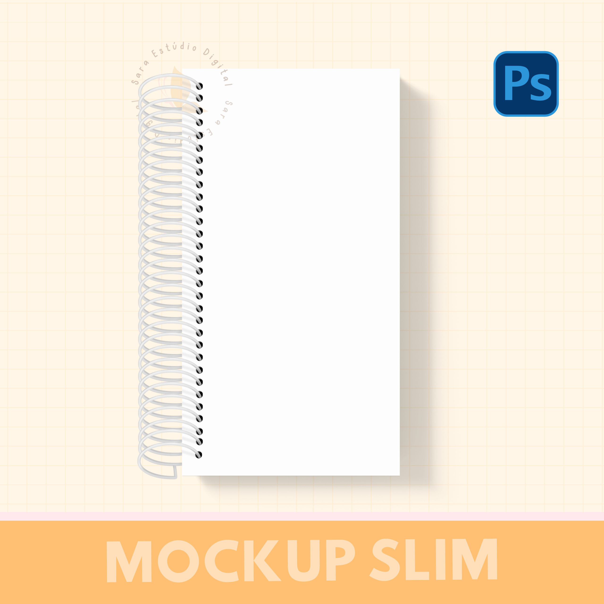 MOCKUP PARA ENCADERNAÇÃO COM ESPIRAL - SLIM - PHOTOSHOP