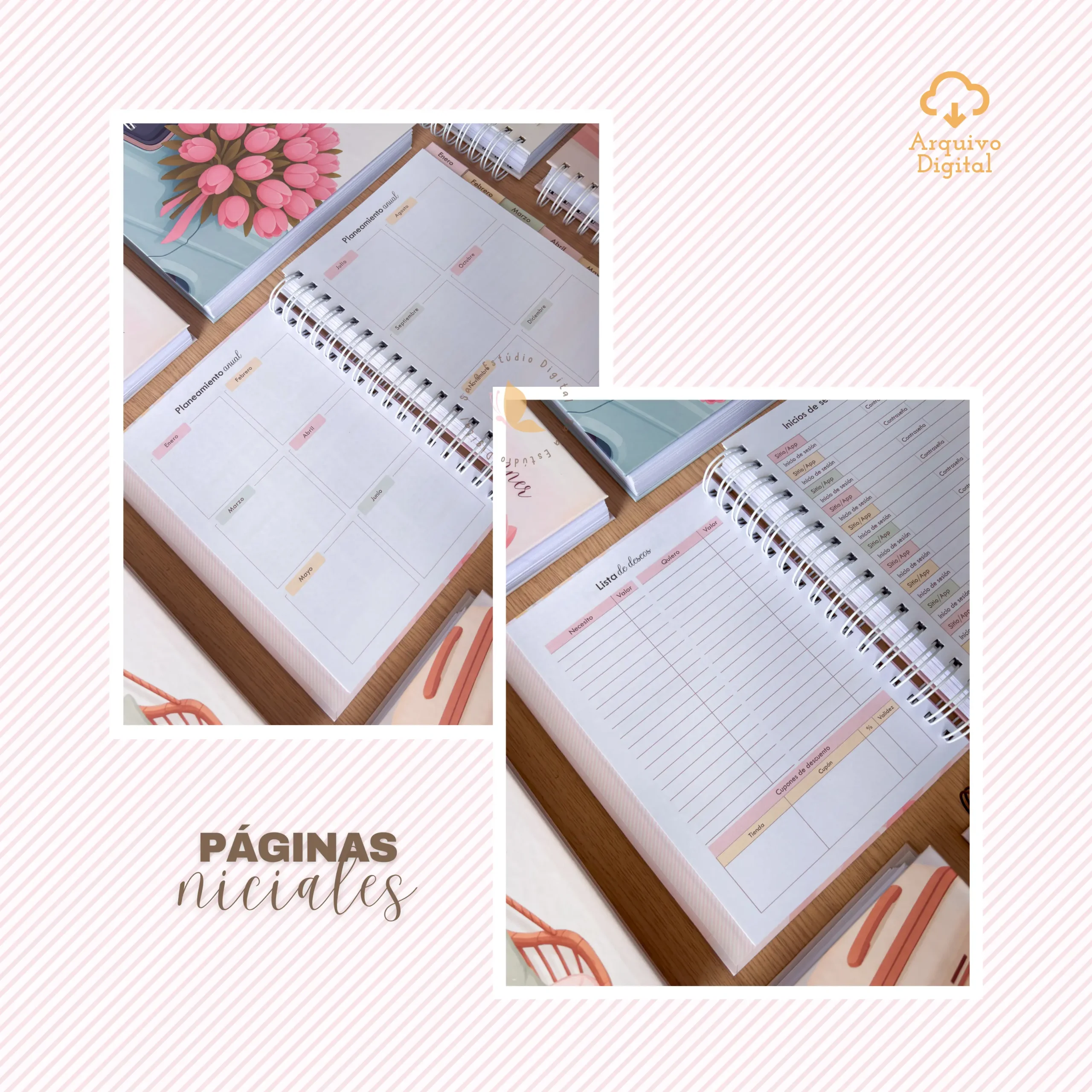 Archivo digital: Planner semanal A5 2026 - 2 EN 1 - Español (8 colores) - Imagem 9