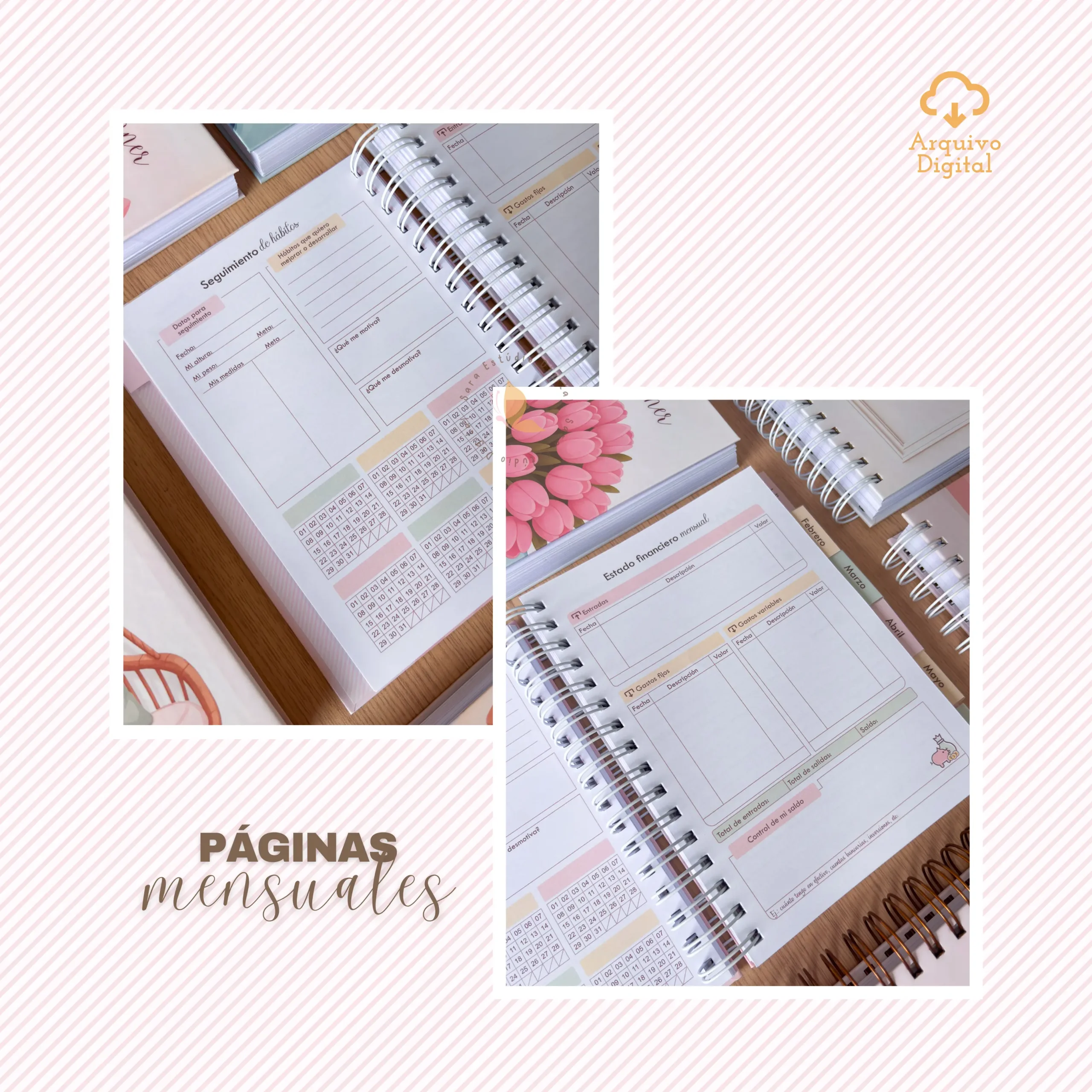 Archivo digital: Planner semanal A5 2026 - 2 EN 1 - Español (8 colores) - Imagem 14