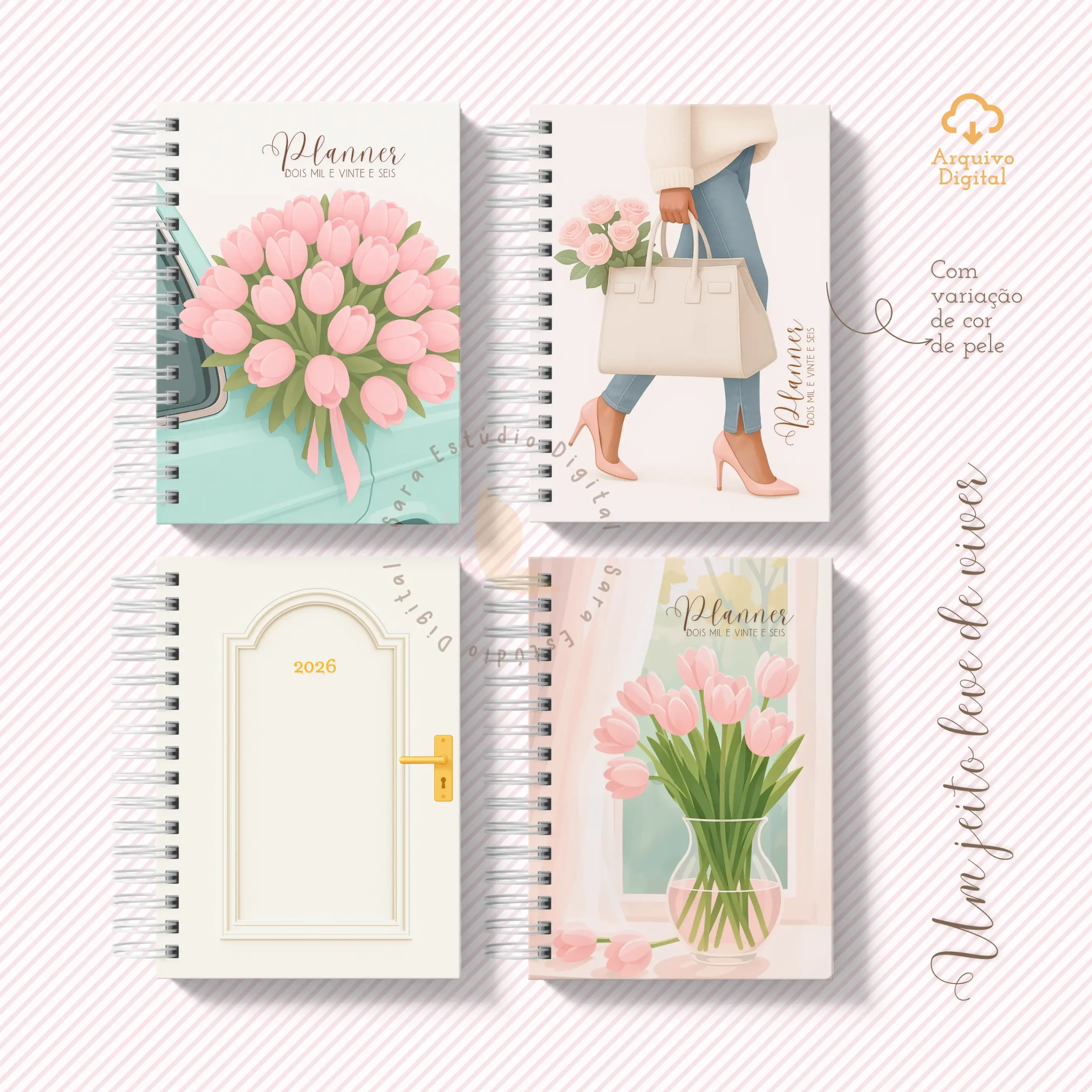 Arquivo digital: Planner semanal A5 2026 – 2 EM 1 – Portugal (8 cores) - Imagem 5