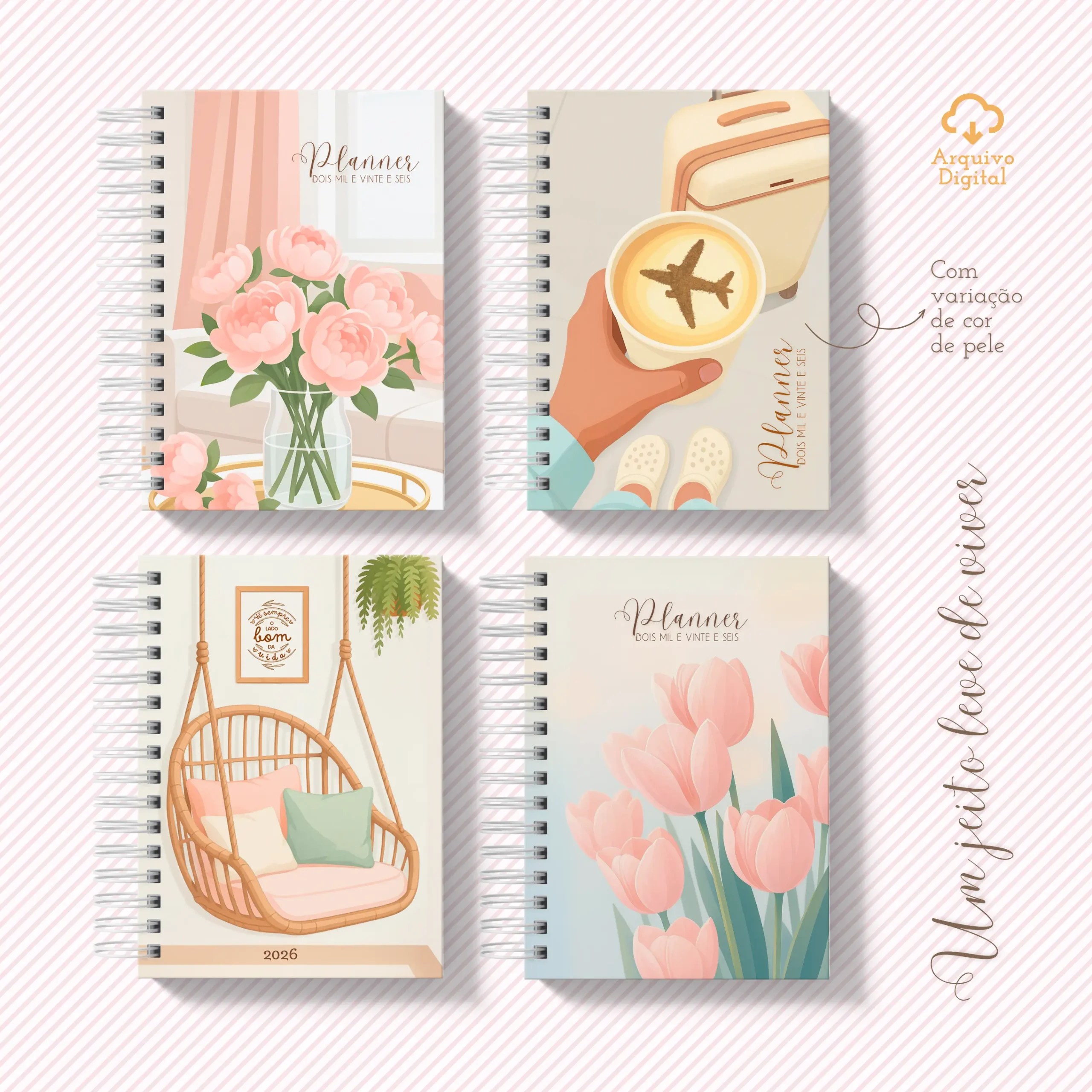 Arquivo digital: Planner semanal A5 2026 – 2 EM 1 – Portugal (8 cores) - Imagem 6