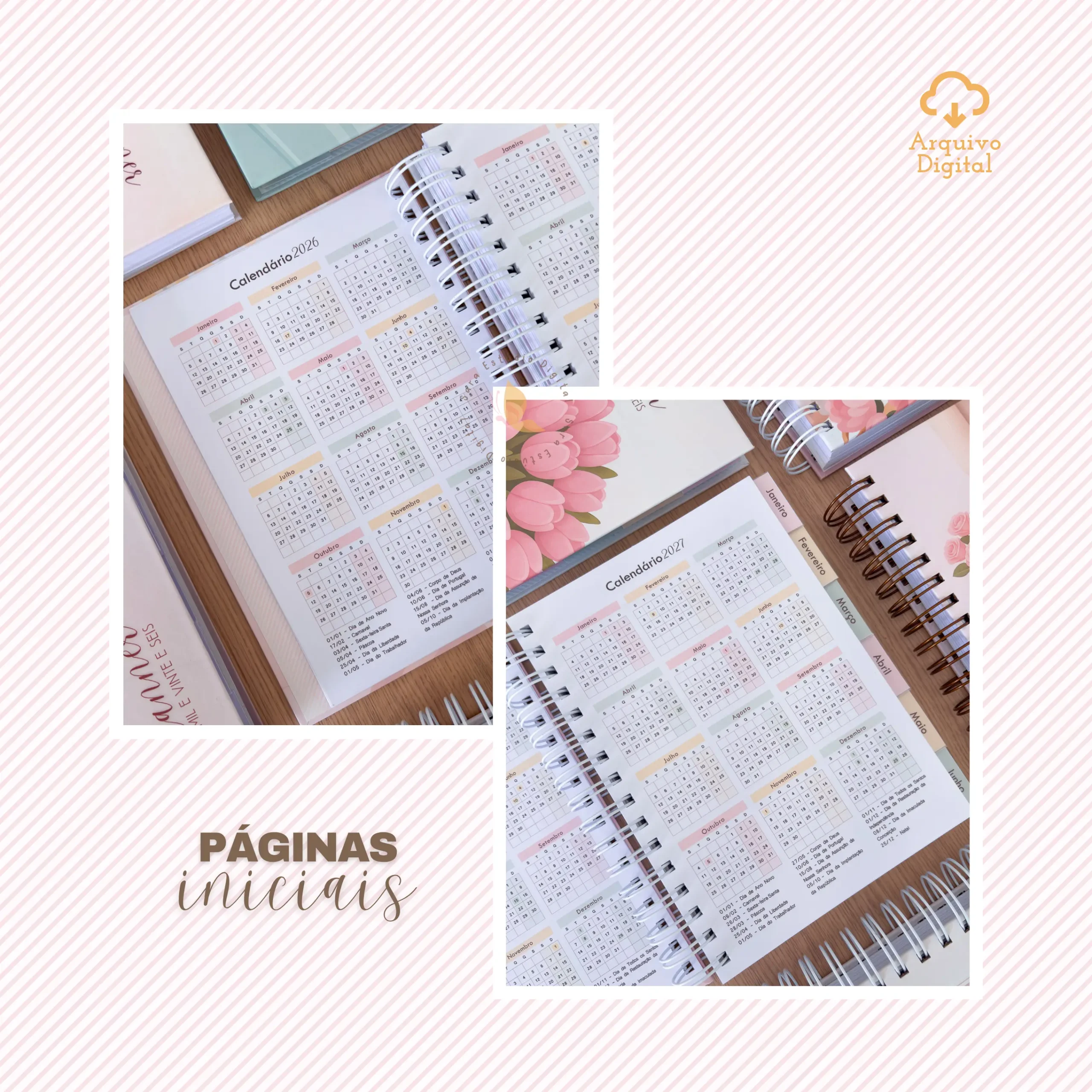Arquivo digital: Planner semanal A5 2026 – 2 EM 1 – Portugal (8 cores) - Imagem 10