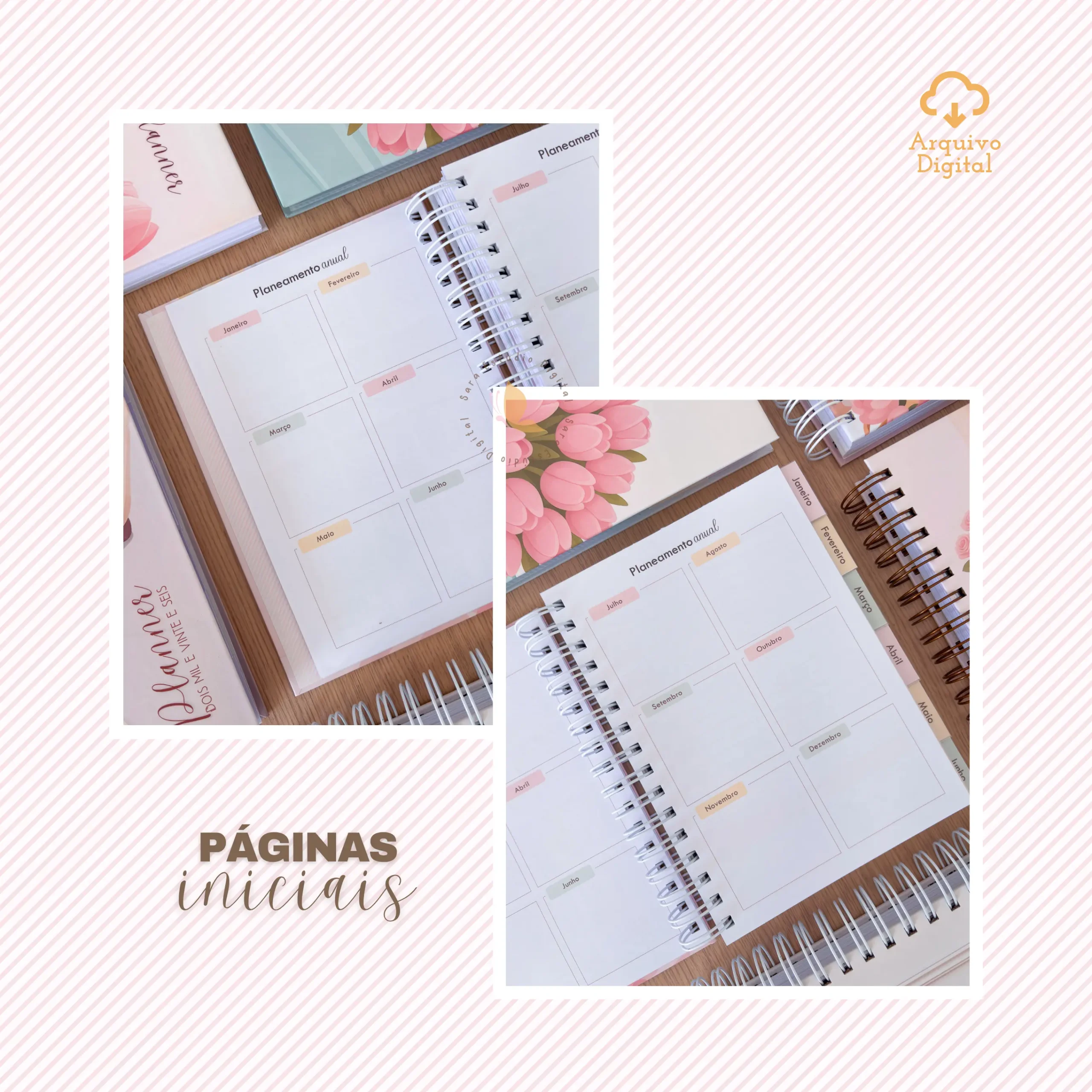 Arquivo digital: Planner semanal A5 2026 – 2 EM 1 – Portugal (8 cores) - Imagem 12