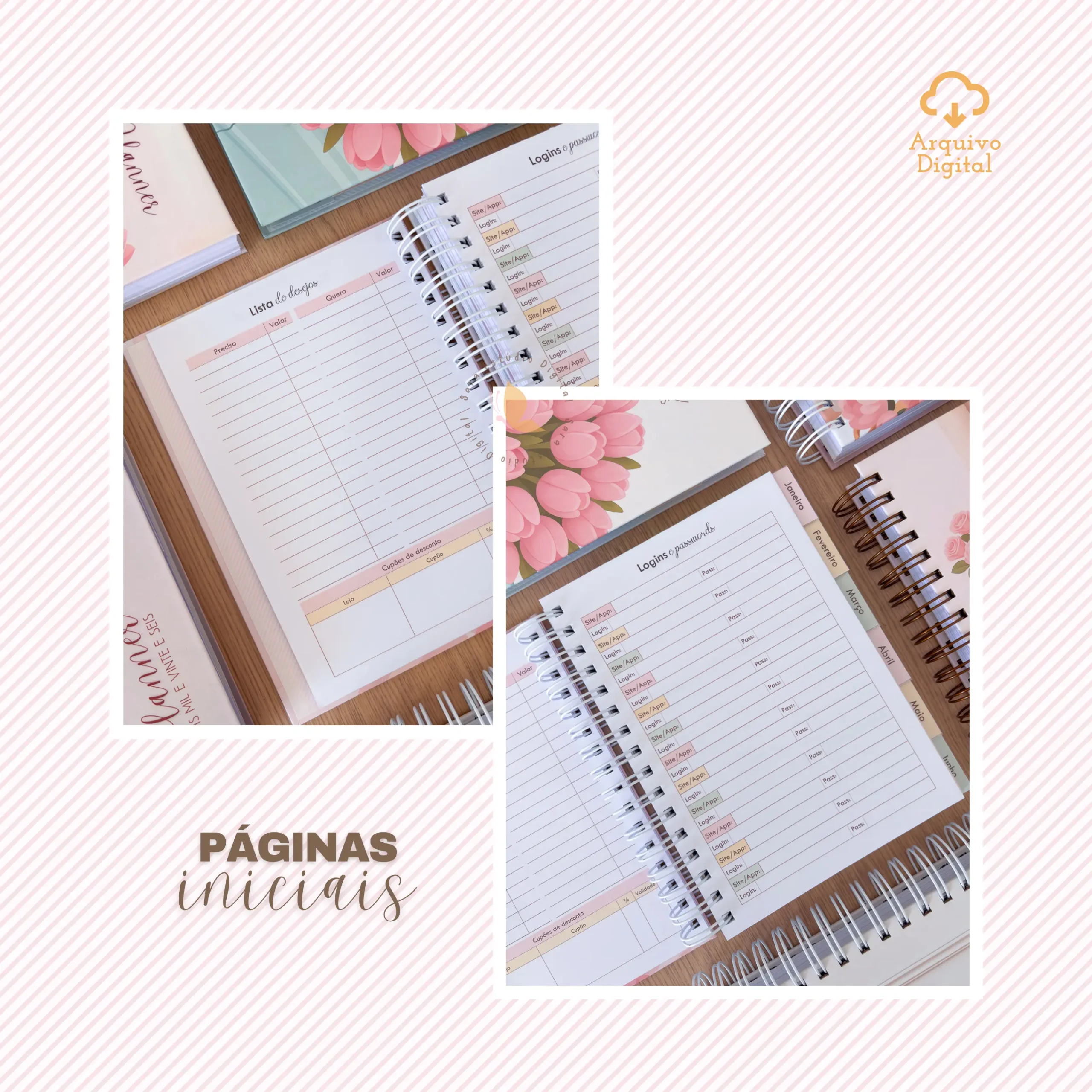 Arquivo digital: Planner semanal A5 2026 – 2 EM 1 – Portugal (8 cores) - Imagem 13