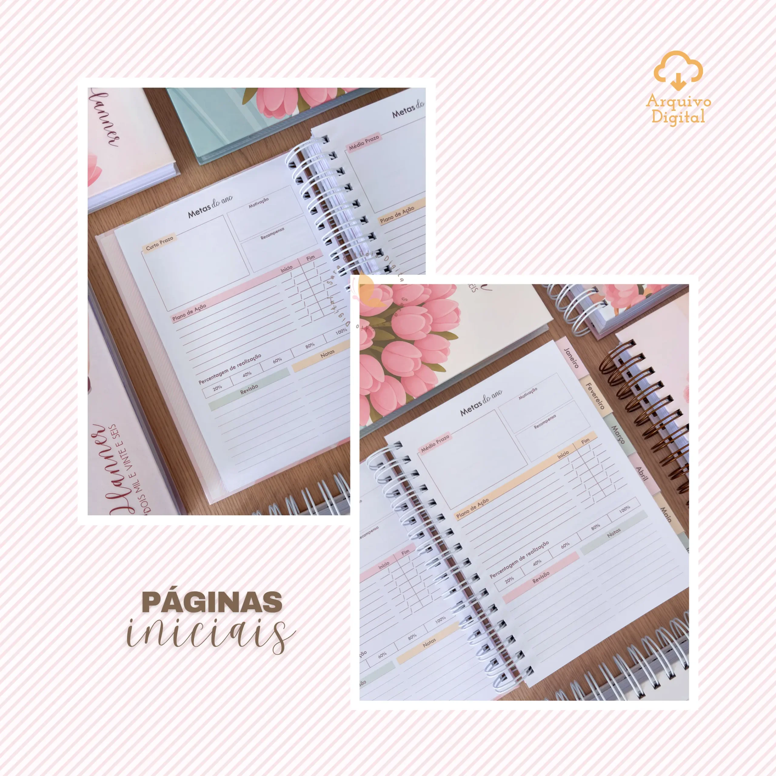 Arquivo digital: Planner semanal A5 2026 – 2 EM 1 – Portugal (8 cores) - Imagem 14