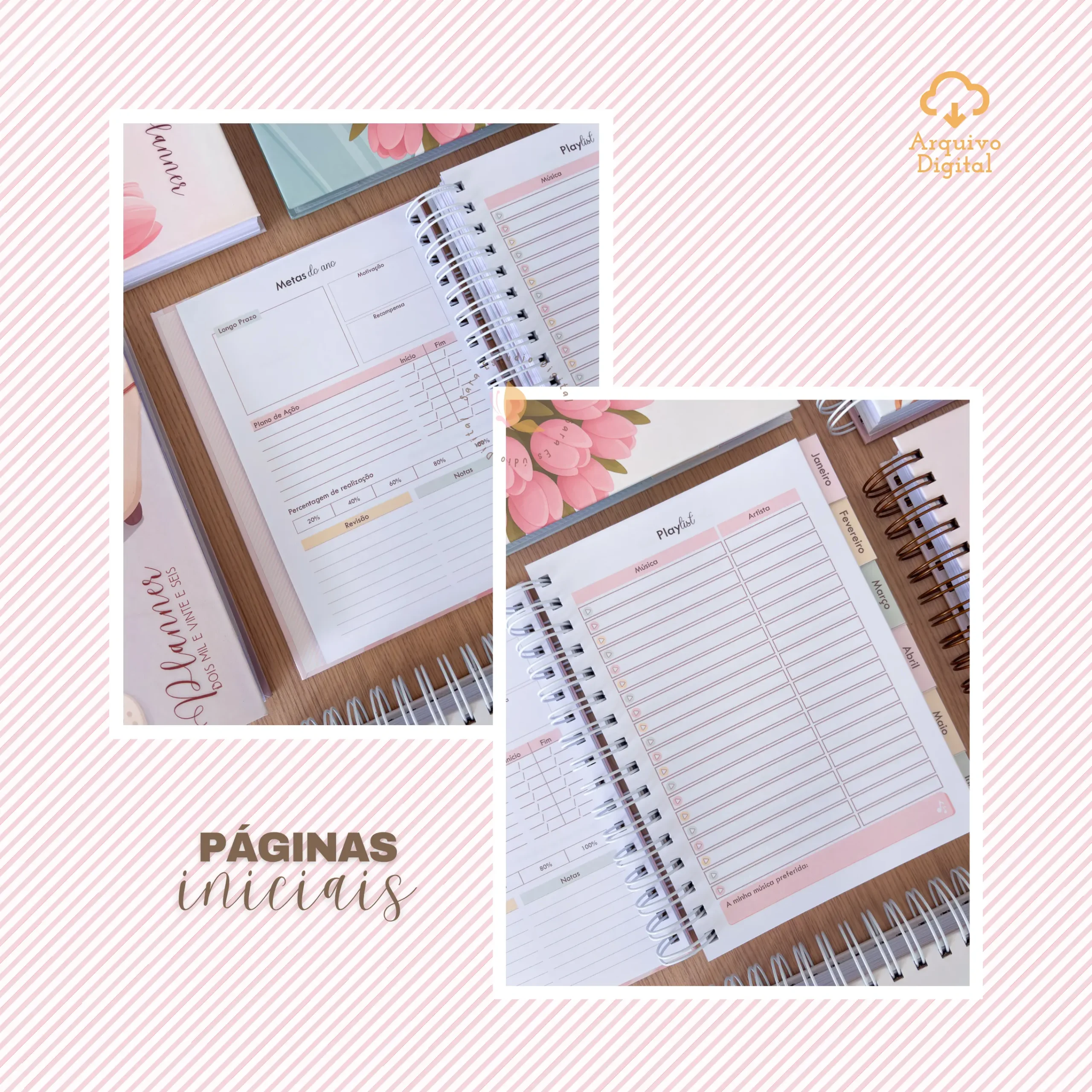 Arquivo digital: Planner semanal A5 2026 – 2 EM 1 – Portugal (8 cores) - Imagem 15