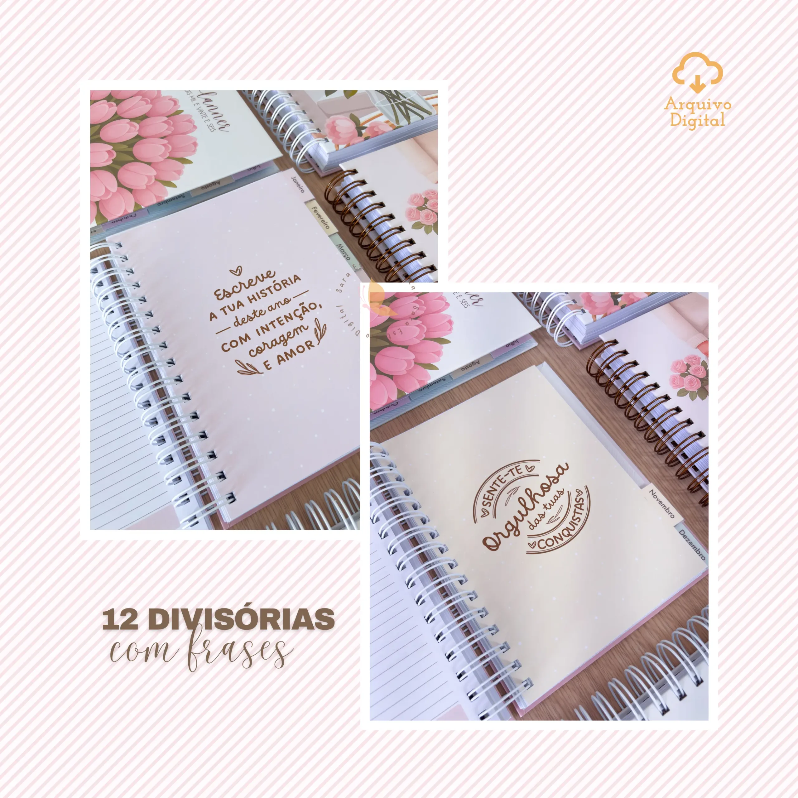 Arquivo digital: Planner semanal A5 2026 – 2 EM 1 – Portugal (8 cores) - Imagem 21