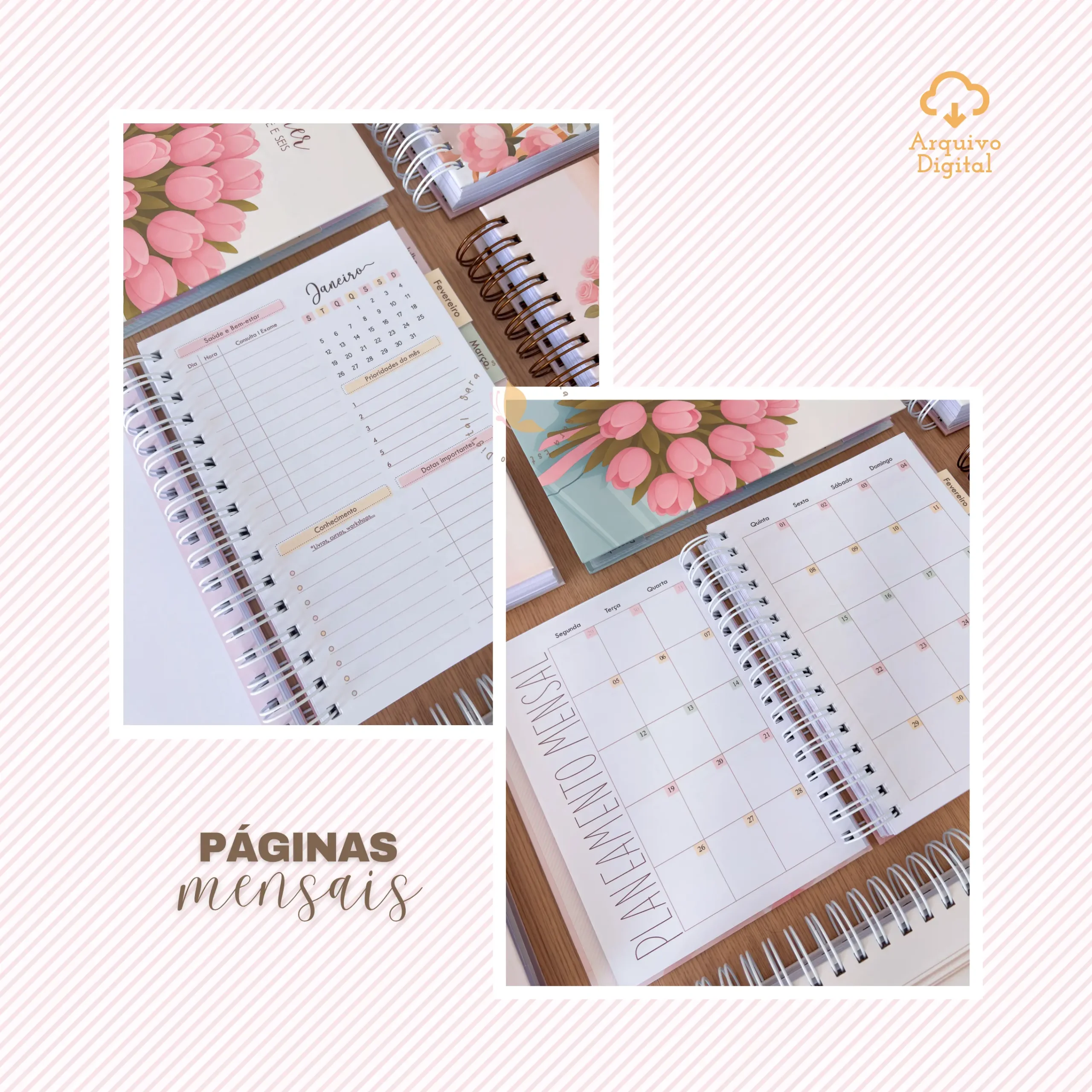 Arquivo digital: Planner semanal A5 2026 – 2 EM 1 – Portugal (8 cores) - Imagem 22