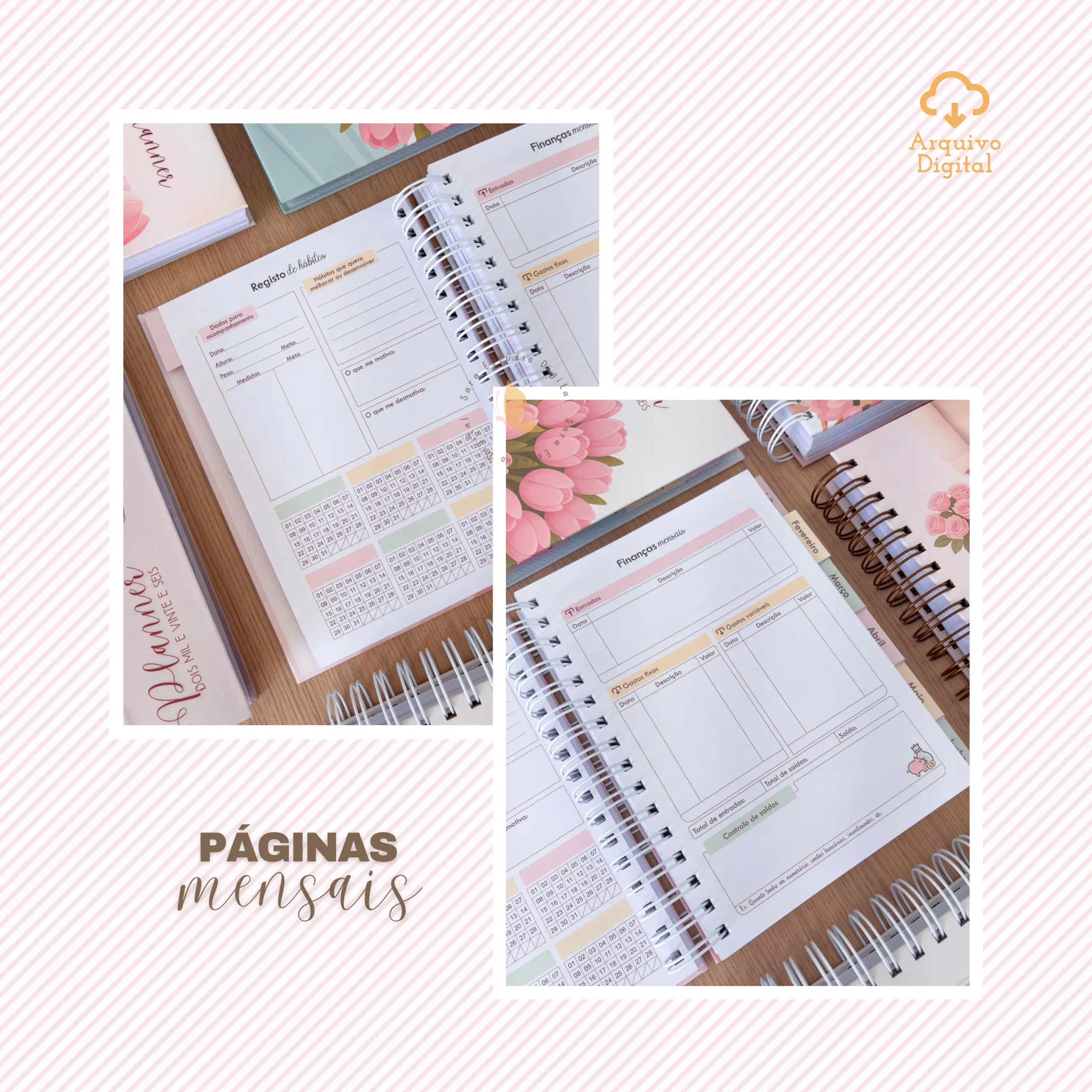 Arquivo digital: Planner semanal A5 2026 – 2 EM 1 – Portugal (8 cores) - Imagem 23