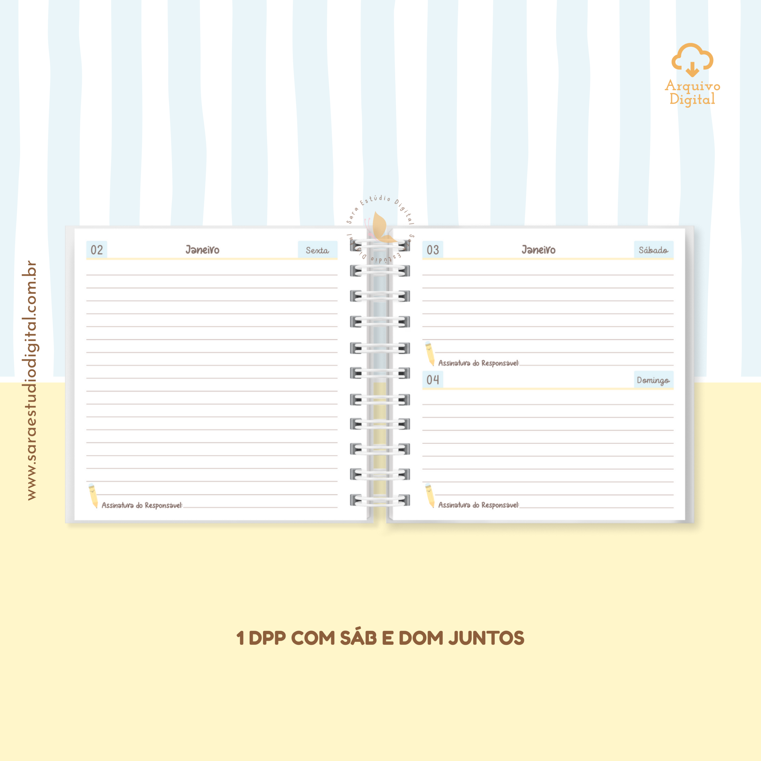 Arquivo digital: Agenda Escolar 2026 – Azul com amarelo (Mini quadrada) - 1 e 2DPP - Imagem 5
