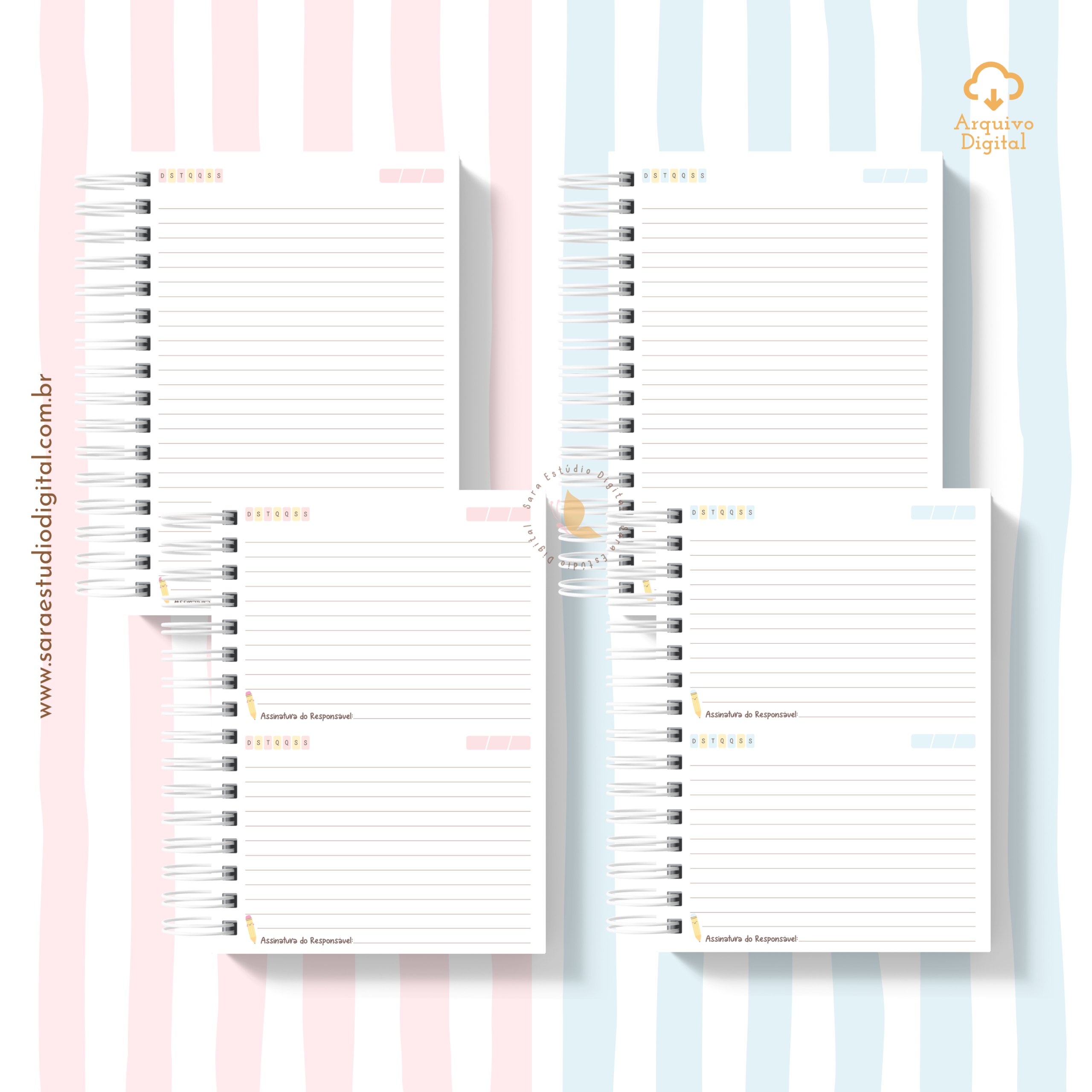 Miolo de Agenda Escolar não datada A5 - 2 em 1