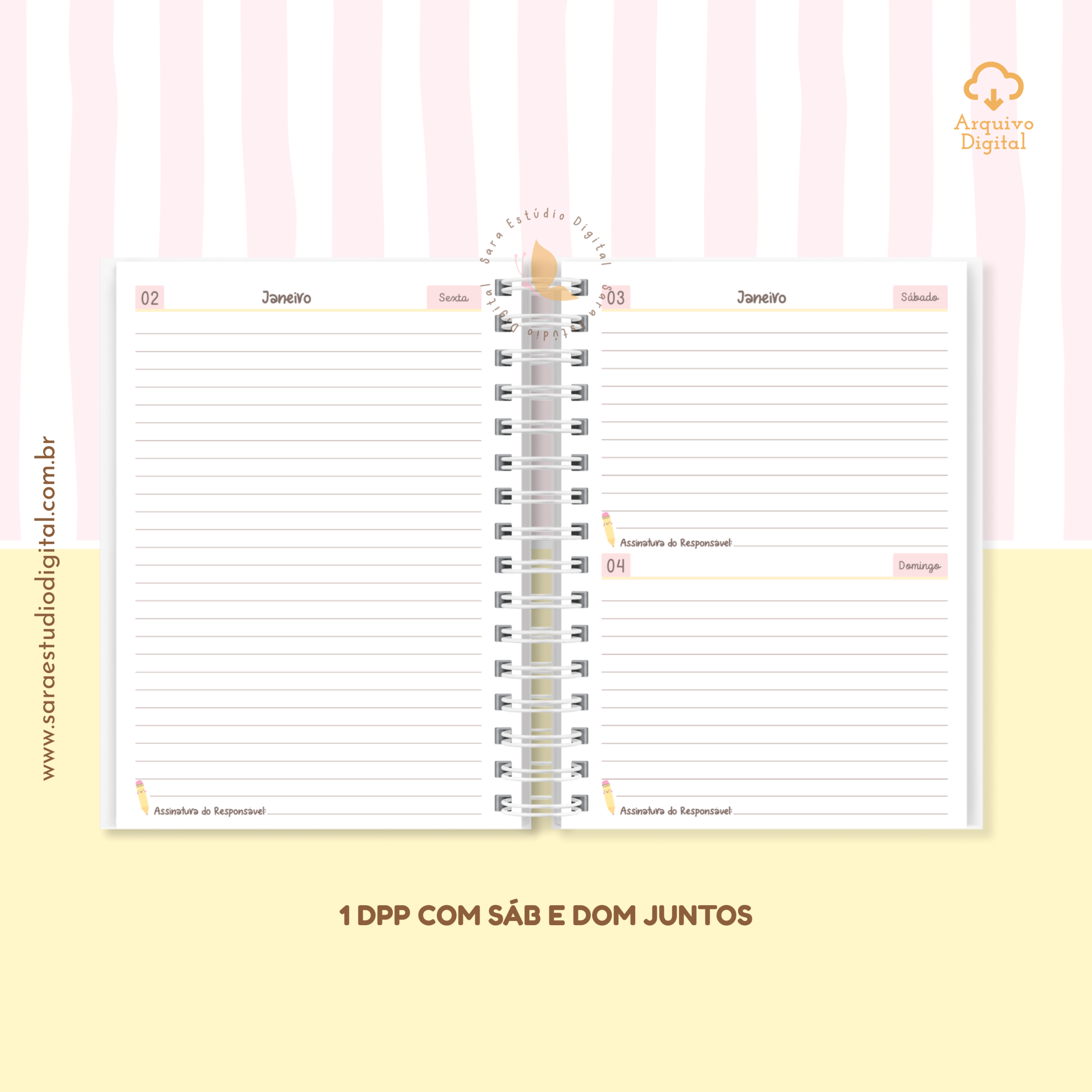 Agenda Escolar 2026 – Rosa com amarelo (A5) - 1 e 2DPP - Imagem 3