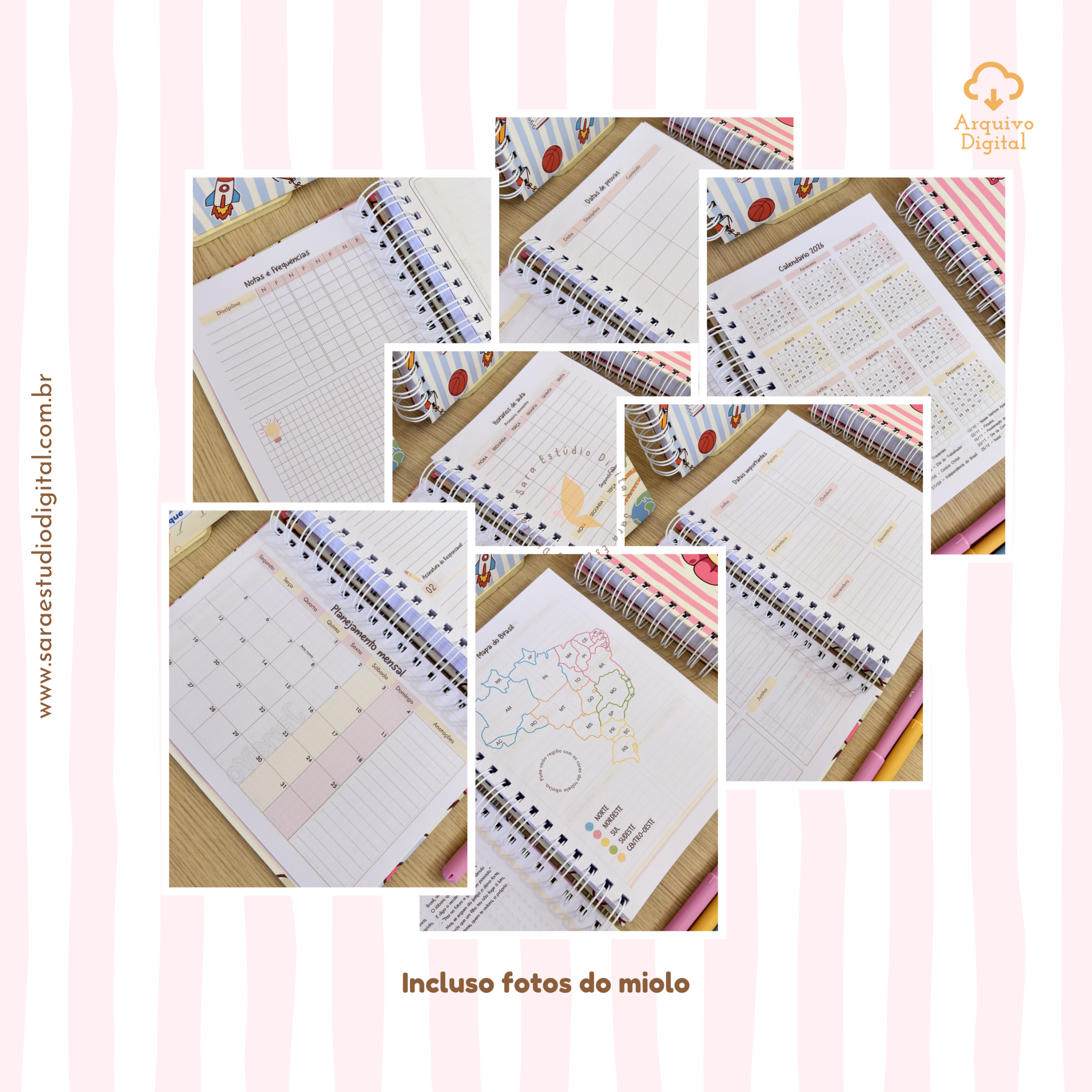 Agenda Escolar 2026 – Rosa com amarelo (A5) - 1 e 2DPP - Imagem 2