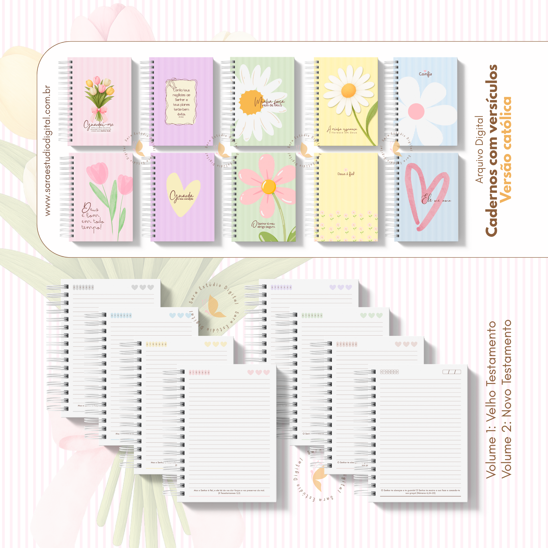 Arquivo digital - Caderno com versículos - Católico - Volume 1 e Volume 2 - Imagem 2