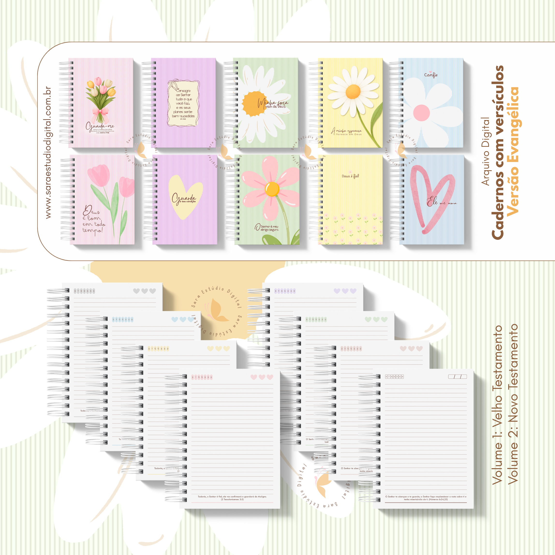 Arquivo digital - Caderno com versículos - Evangélico - Volume 1 e Volume 2 - Imagem 2