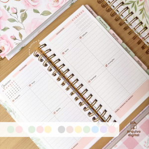PLANNER SLIM 2027 – VERTICAL COM PAUTA EM 9 CORES