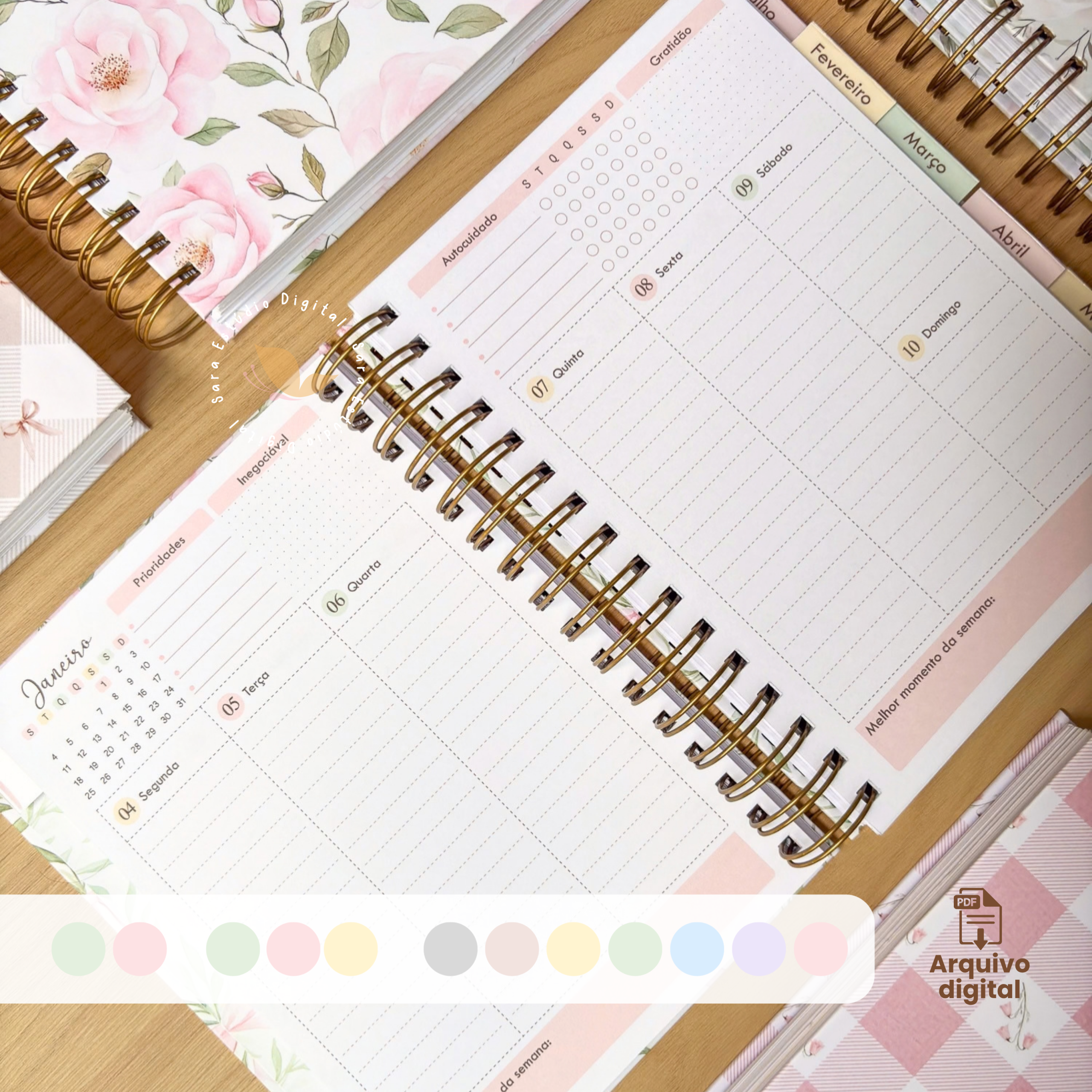 PLANNER A5 2027 – VERTICAL COM PAUTA EM 9 CORES