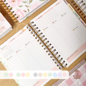 PLANNER A5 2027 – VERTICAL SEM PAUTA EM 9 CORES